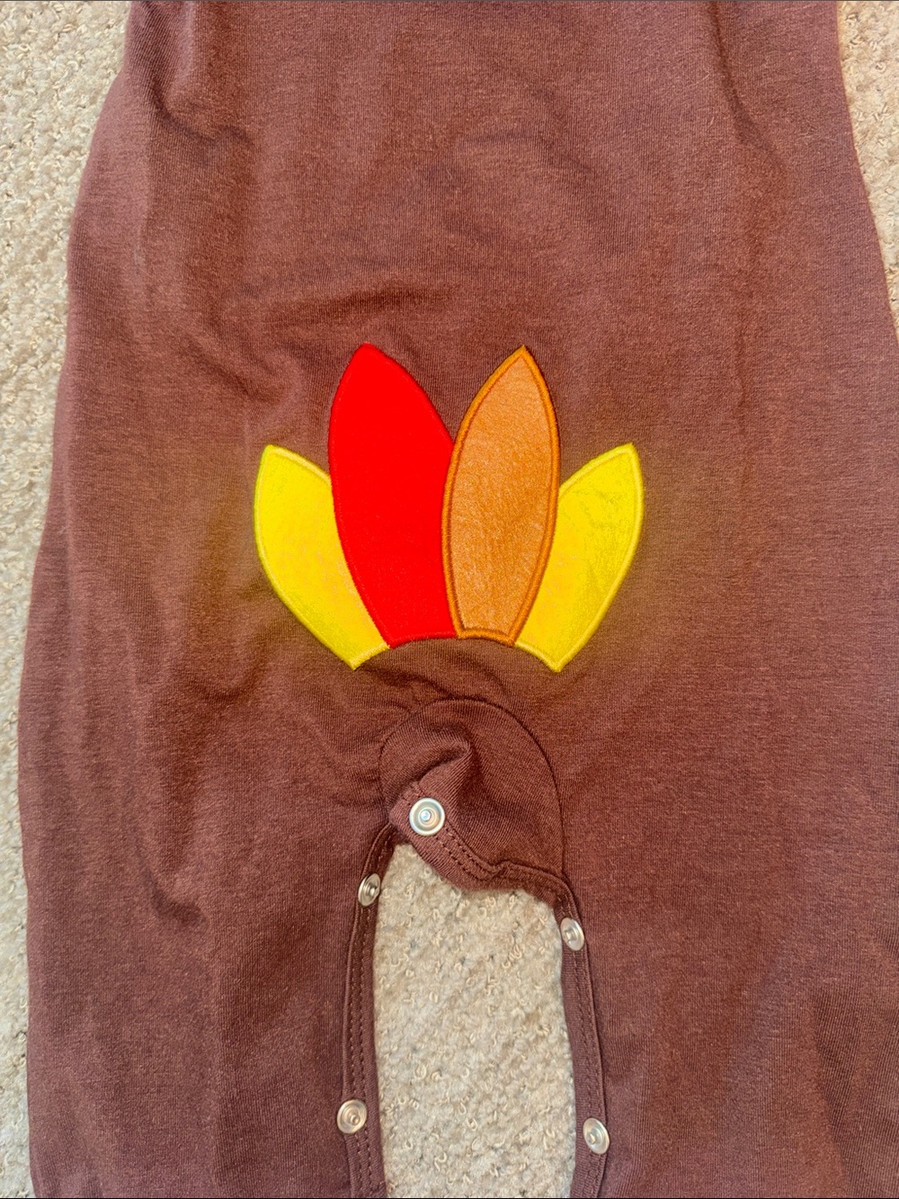 Thanksgiving Turkey Mix One-Piece Footies - Brown, Cream, Orange - Picture 11 of 11